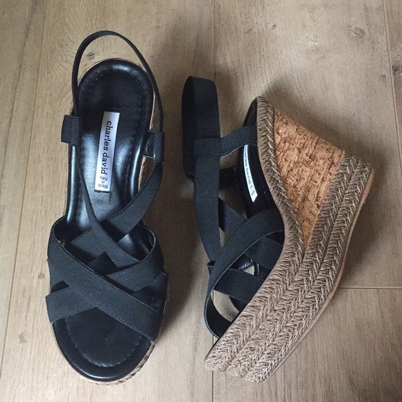 Charles David Shoes - Charles David Faux Cork And Espadrilles Wedges
